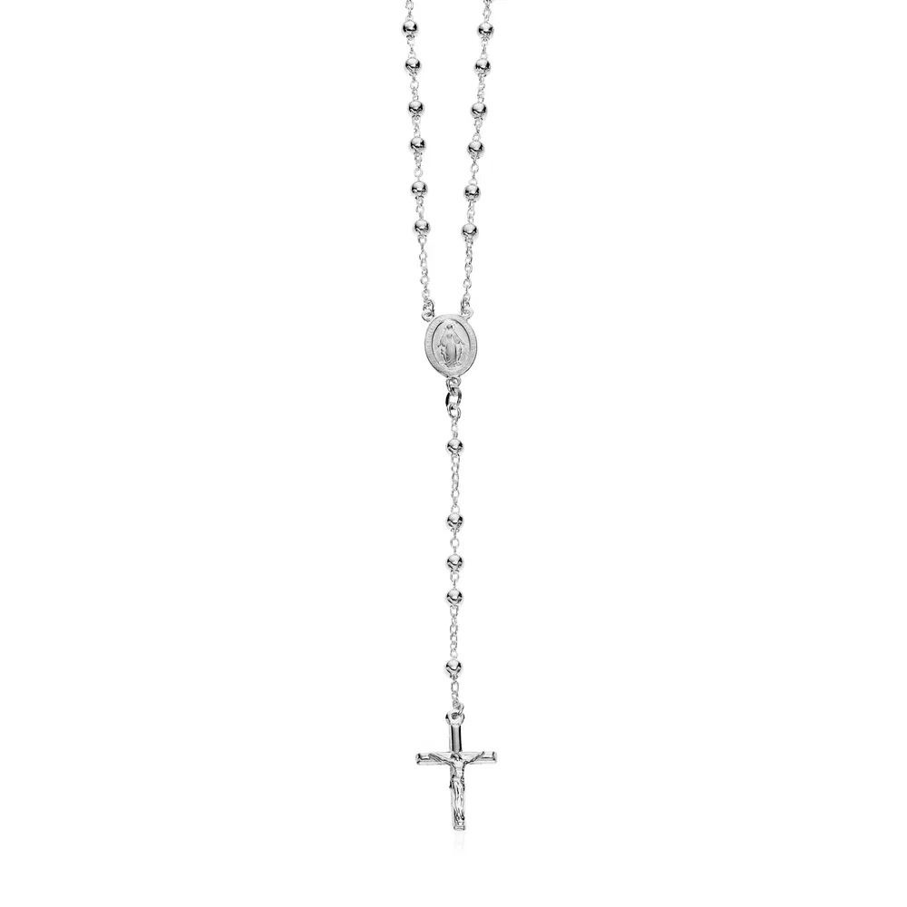 Polierte Rosenkette und Perlenkette in Sterling Silber