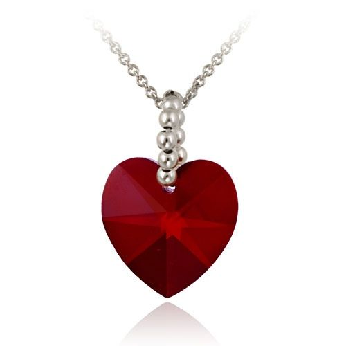 Sterling Silber Rot Swarovski Elemente Herz Anhänger