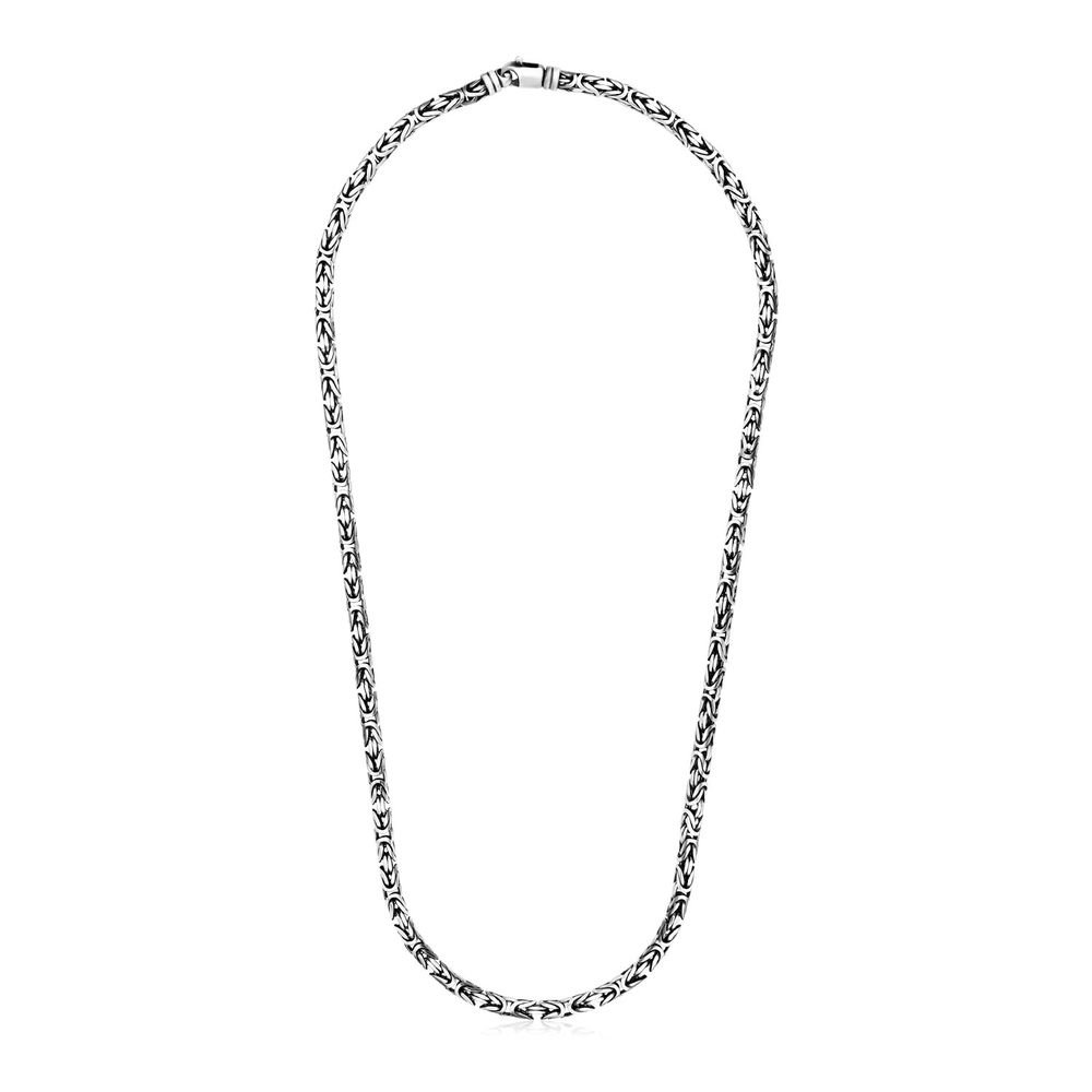 Sterling Silver Gunmetal Finish Byzantine Chain Kette