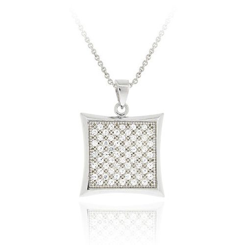 Sterling Silber CZ Micro Pave Square Anhänger