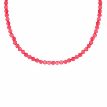 Sterling Silber geschaffen Pink Coral 4mm Perlen Halskette