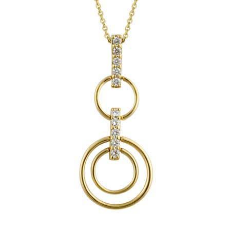 18 Karat Gold über Sterling Silber CZ Stapelte Kreise Anhänger