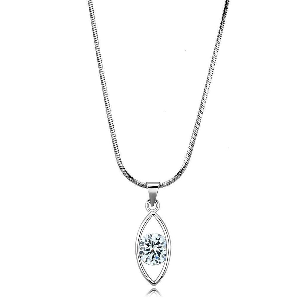 LO4157 - Rhodium-Brass - Kettenhänger mit AAA-Klasse CZ in Clear