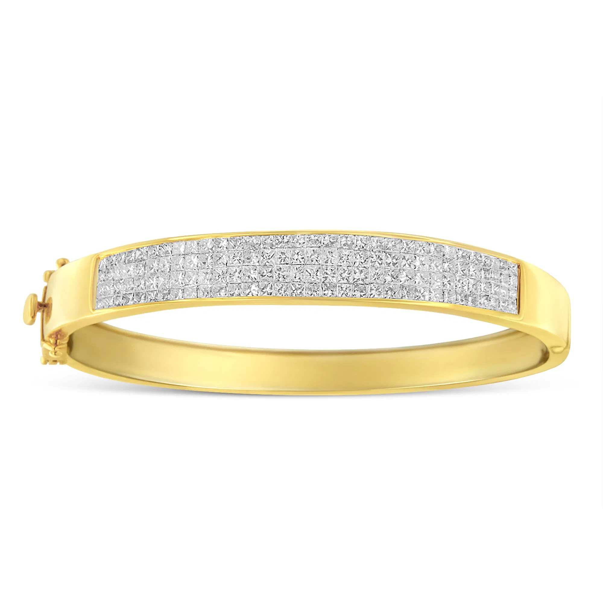 14K Gelbgold 4.0 Cttw Invisible-Set Princess Cut Diamond ID Armband (H-I Farbe, SI1 - SI2 Klarheit) - Passt an Handgelenken bis zu 7 1 / 4 Zoll