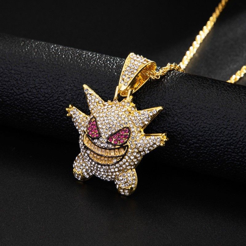 Punk Style Hip Hop Ghost Pendant Halskette Full Zircon Halskette Kette für Männer