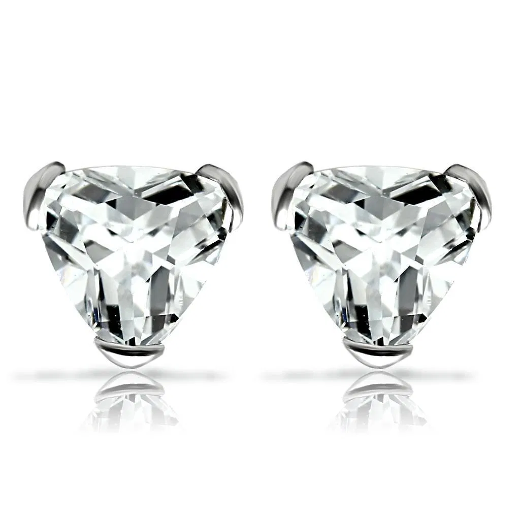 LOS048 - Rhodium 925 Sterling-Silber - Ohrringe mit AAA-Klasse CZ in Clear