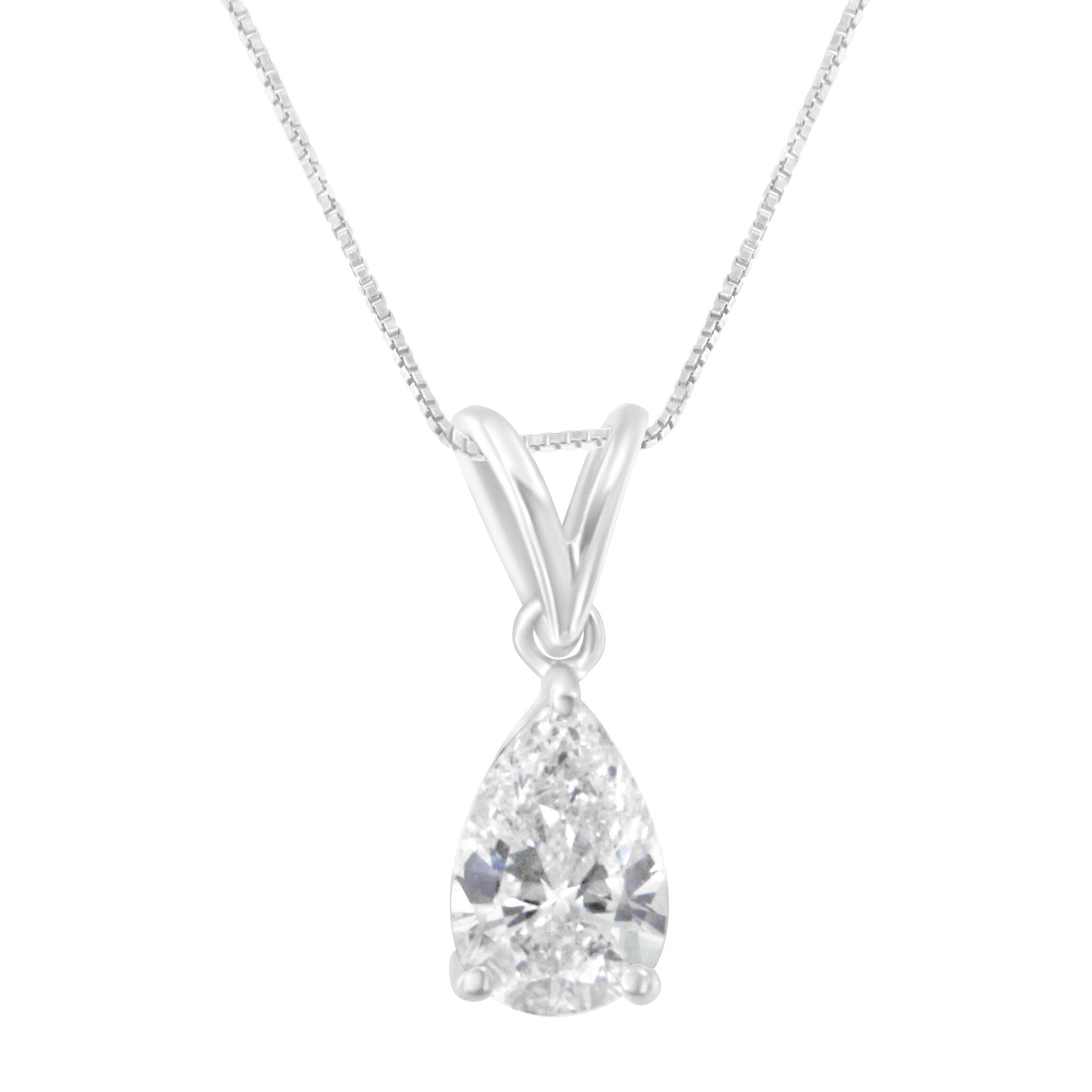 IGI zertifiziertes 10K Weißgold 3 / 8 cttw Diamant Pearne Anhänger Halskette (I-K, SI2 - I1)