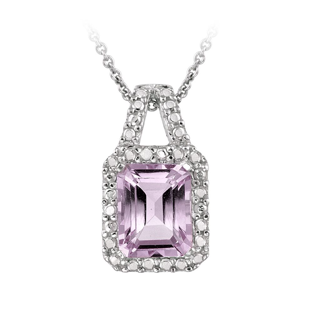 Sterling Silber 2,25 Karat Amethyst und Diamant-Akzent Halskette