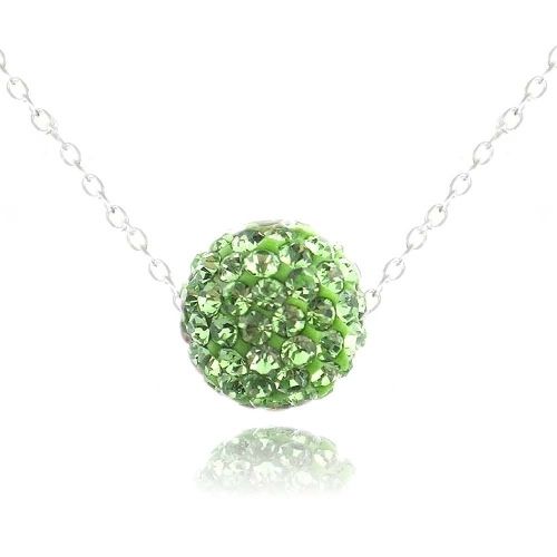Sterling Silber 10mm Peridot Kristall Feuerball Halskette
