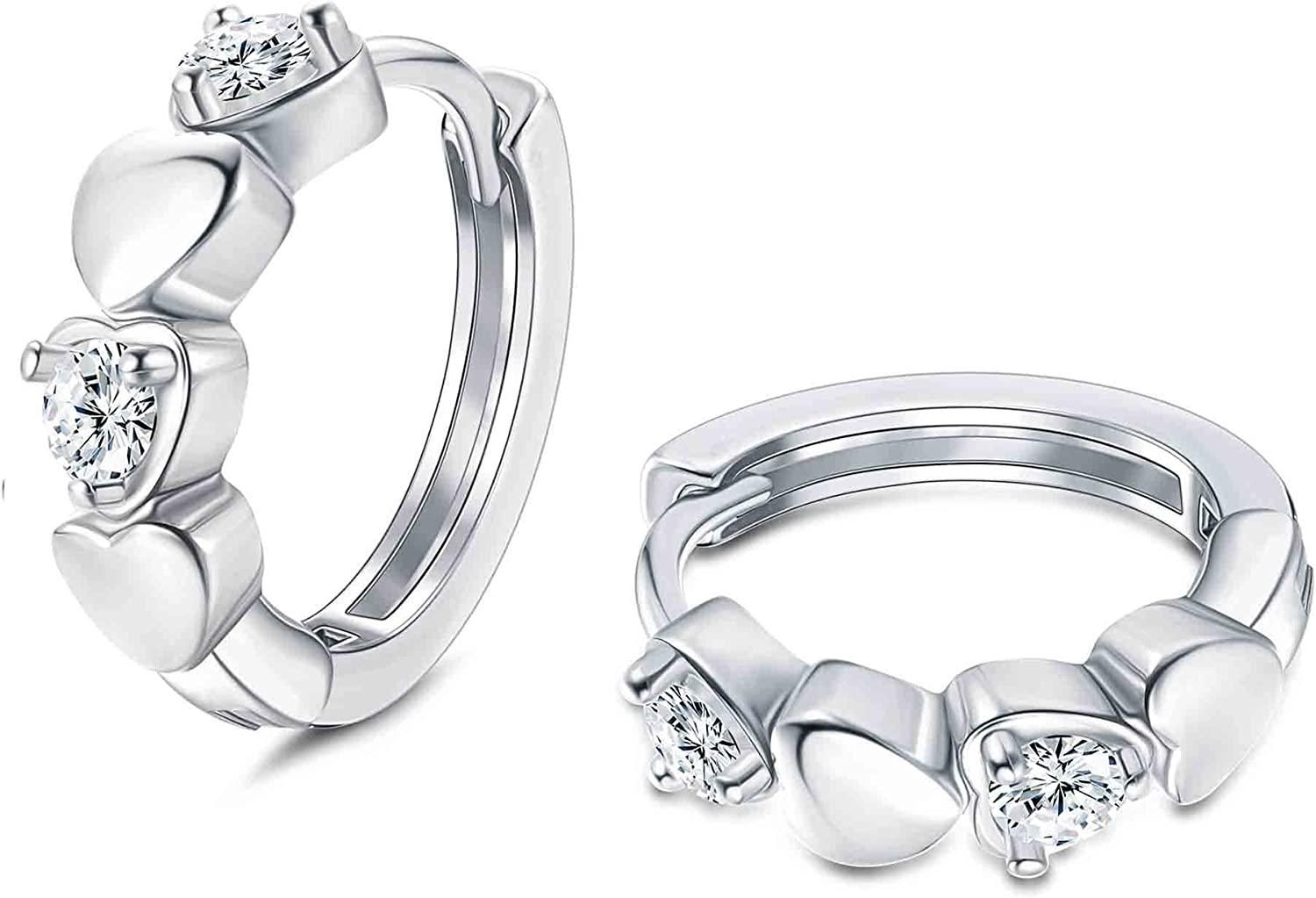 925 Sterling Silver Small Hoop Ohrring für Frauen Herz CZ Schmetterling Schläfer Huggie Ohrring niedliche runden winzigen Hoop Ohrring hypoallergenen Knorpel Manschette Hoop Ohrringe für empfindliche Ohren