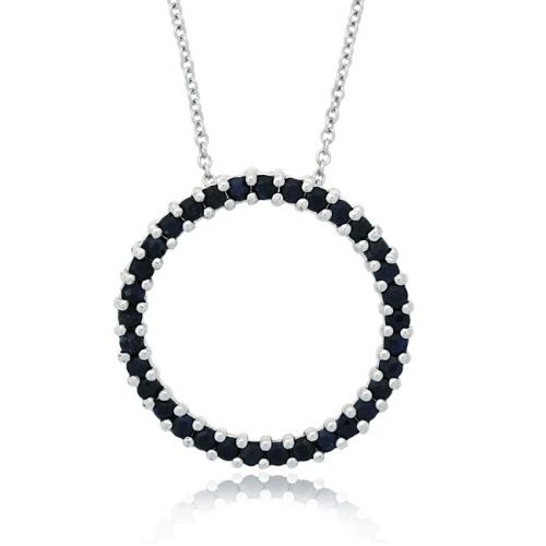 Sterling Silber 1,6ct. Sapphire Open Circle Anhänger