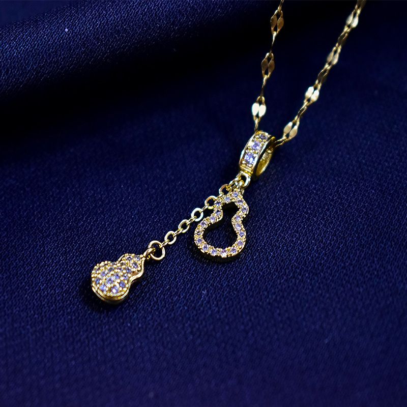 Zwei Kürbis Tassel Halskette Frauen Rhinestone Klavicle Chain
