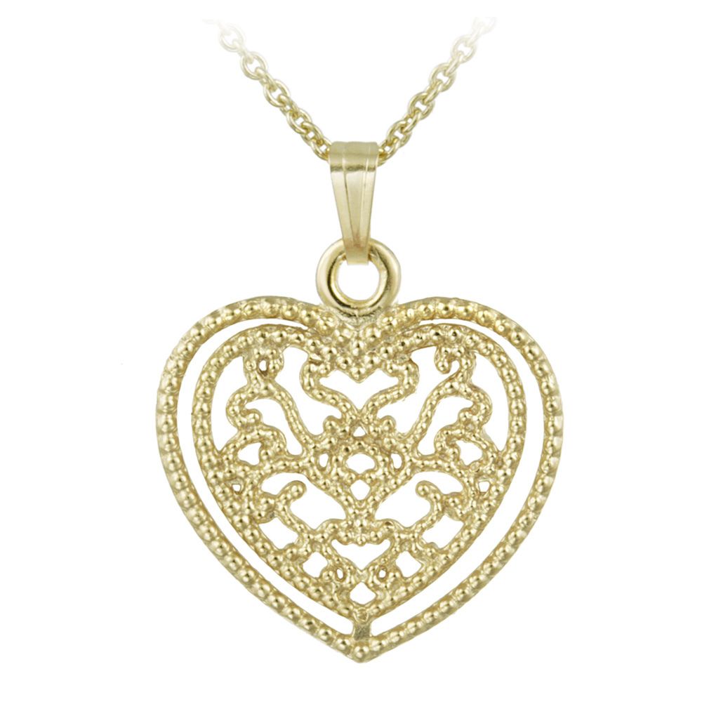 14 Karat Gold gefüllt Filigree Herz Halskette