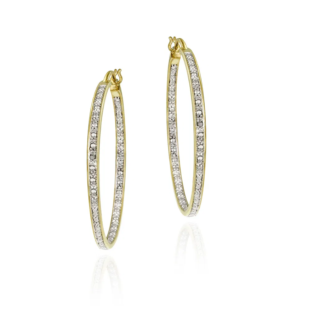 18 Karat Gold über Silberdiamant Accented 40mm Hoop Ohrringe