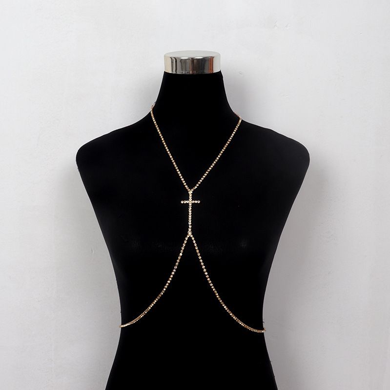 Accessoires Cross Trend Rhinestone Anhänger Chest Chain