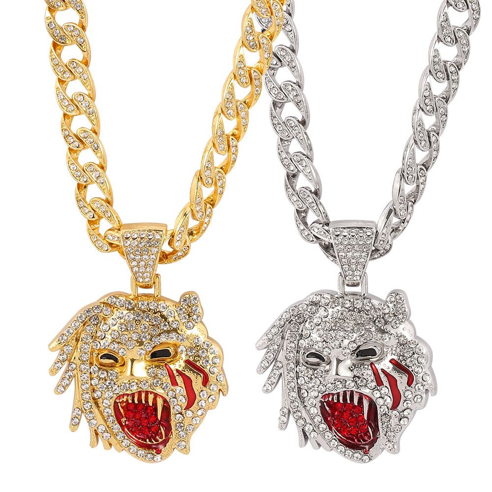 Persönlichkeit Brüll Big Mouth Hundekopf Kuban Solid Full Zircon Hip Hop Halskette