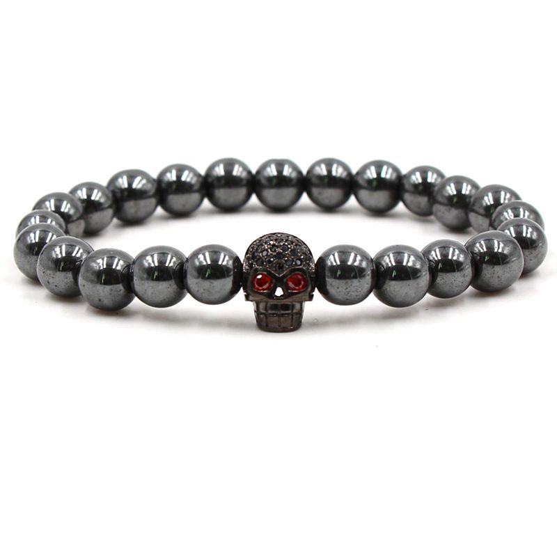 Skull Armor Kopf umweltfreundlich Magnetisches Schwarzes Stein Armband