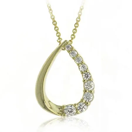 18 Karat Gold über Sterling Silber CZ Teardrop Journey Anhänger