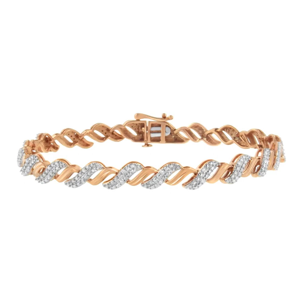10 Karat Rose Gold Plated .925 Sterling Silber 1/4 cttw Prong Set Round-Cut Diamond