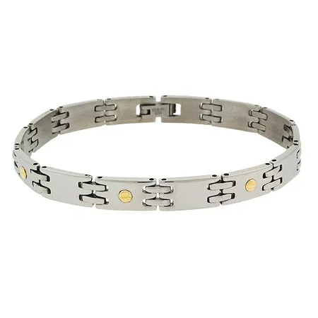 Echtes 18K Gold Link Schrauben Edelstahl Mens Armband