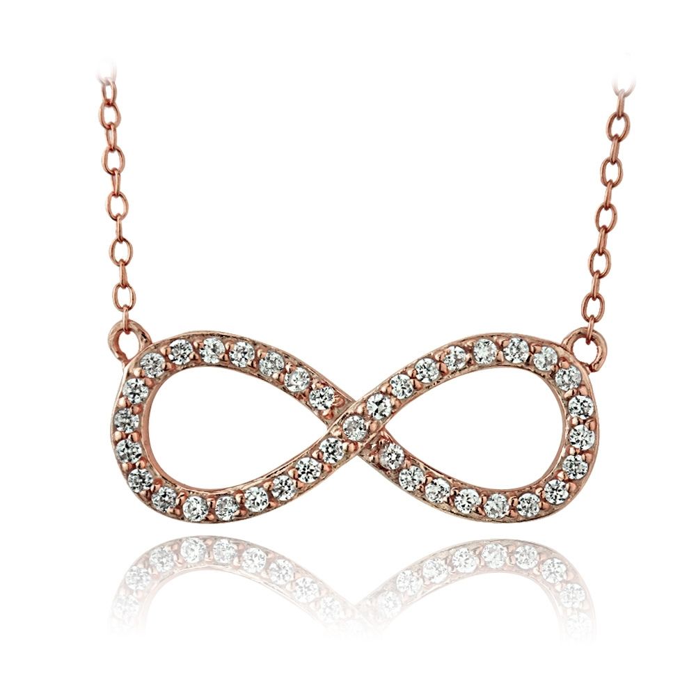 Rose Gold Ton über Sterling Silber CZ Infinity Halskette