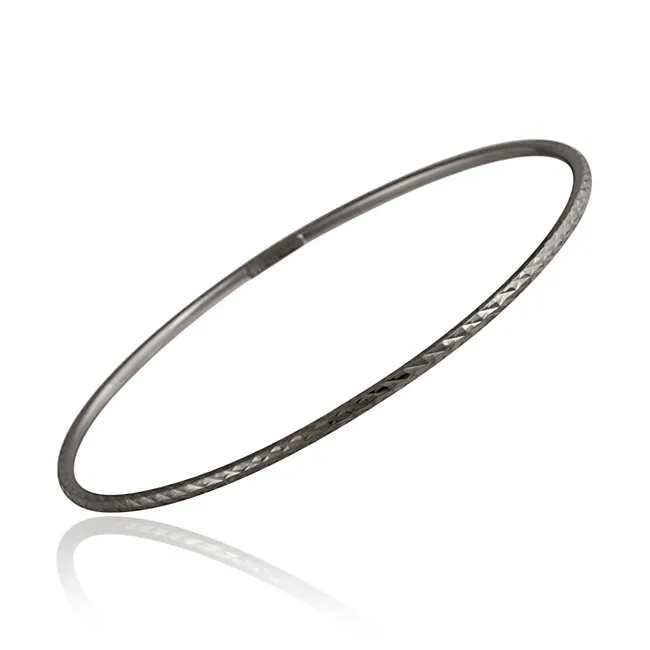 Schwarzes Rhodium Overlay Sterling Silber 2mm Diamant-Cut Armband