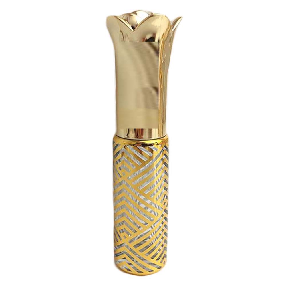 7ML Gold gestreifte Roller Flasche Glas ätherische Öl Flasche Parfüm Dispenser kleine leere Flasche Rose tragbare kleine Probenflasche
