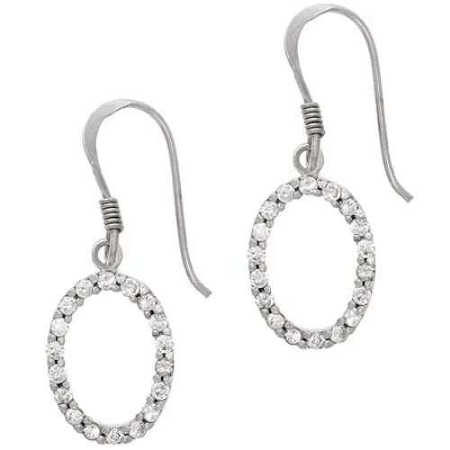Sterling Silber .925 Diamant Kubik Zirkonium Stein cz Oval Ohrringe