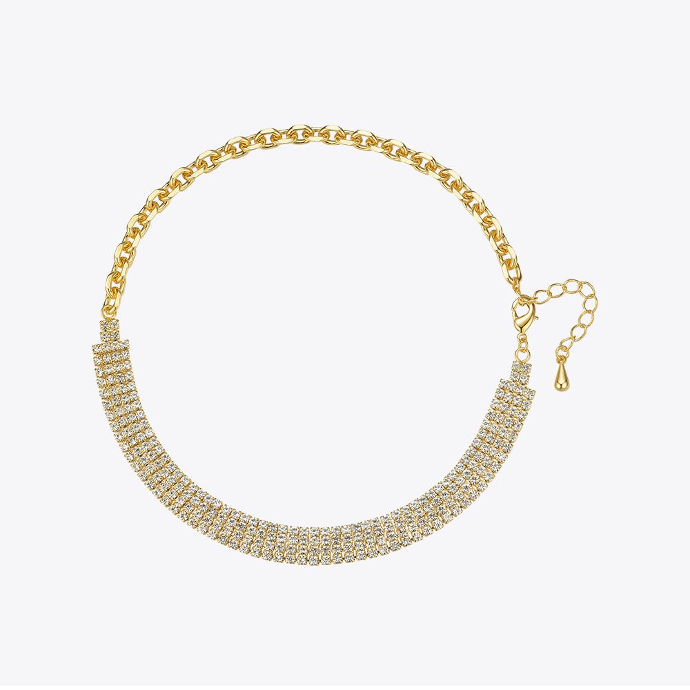 18 Karat Gold beschichtetes Messing Zircon Clavicle Chain