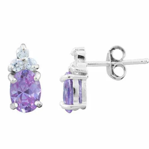 Lavendel Cubic Zirkonia und simulierte Diamant CZ Post Ohrringe