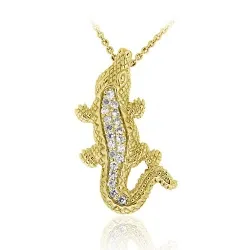18 Karat Gold über Sterling Silber CZ Alligator Anhänger