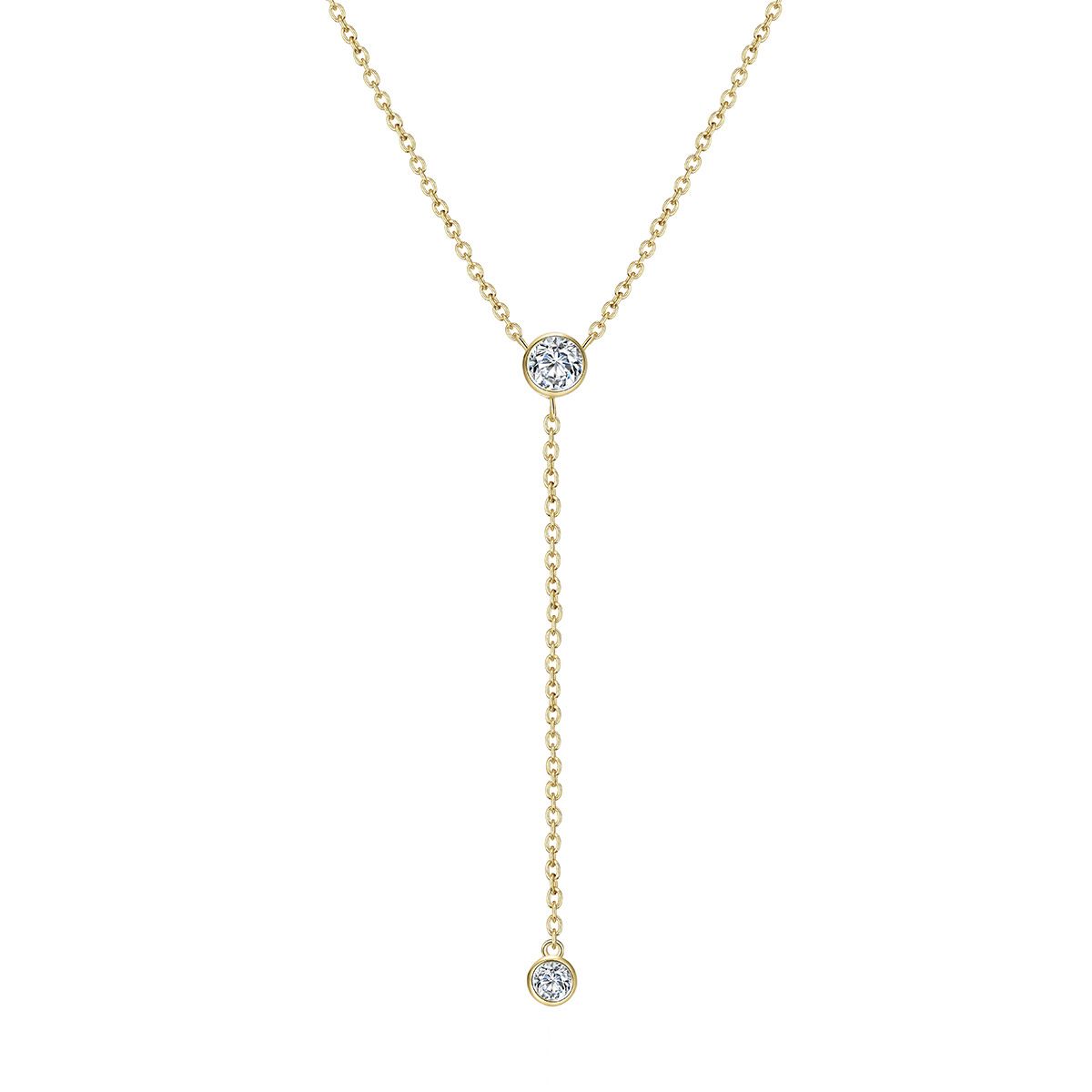 Tewiky Diamant Halskette für Frauen, Dainty Gold Halskette 14K Gold Plated Long Lariat Halskette Einfaches Gold CZ Diamant Choker Halskette für Frauen Trendy Gold Halskette Schmuck Geschenke für Mädchen