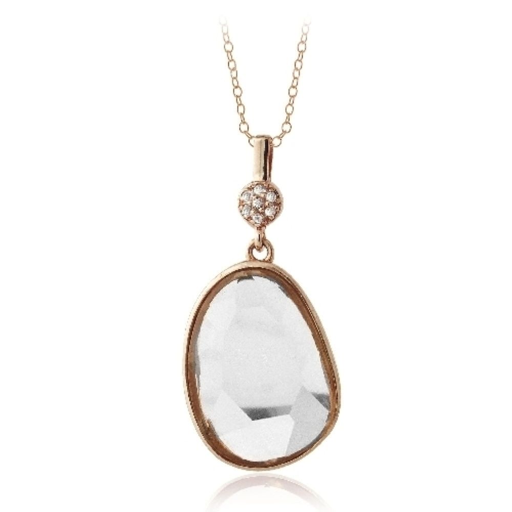 Rose Gold Tone Clear Quarz & White Topaz Regentropfen Halskette