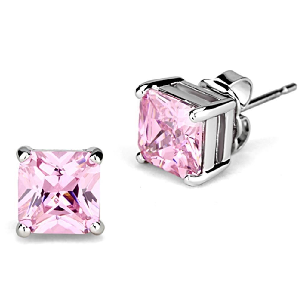 3W531 - Rhodium-Messing - Ohrringe mit AAA-Klasse CZ in Rose