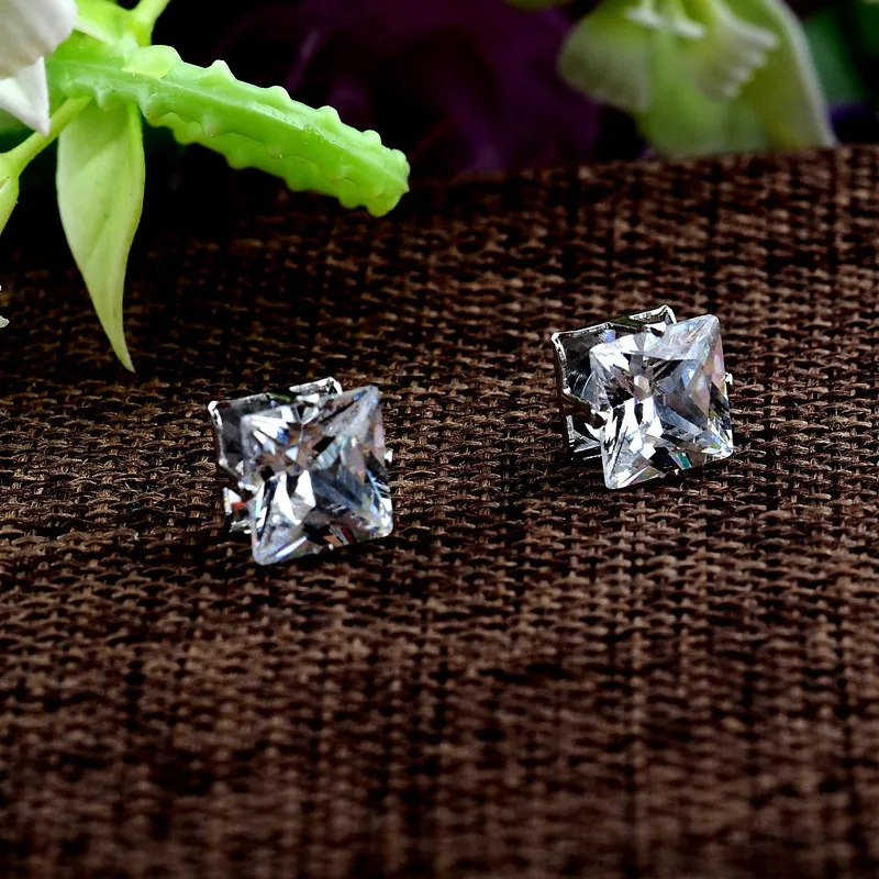 Beliebte Quadrat Schwarz und Weiß Zirkon Magnet Ohr Studs
