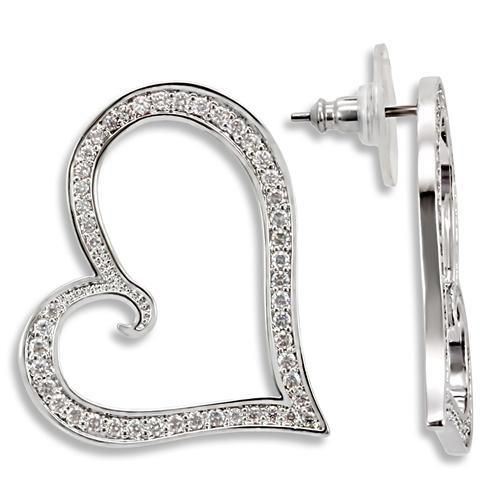1W117 - Rhodium-Messing - Ohrringe mit AAA-Klasse CZ in Clear
