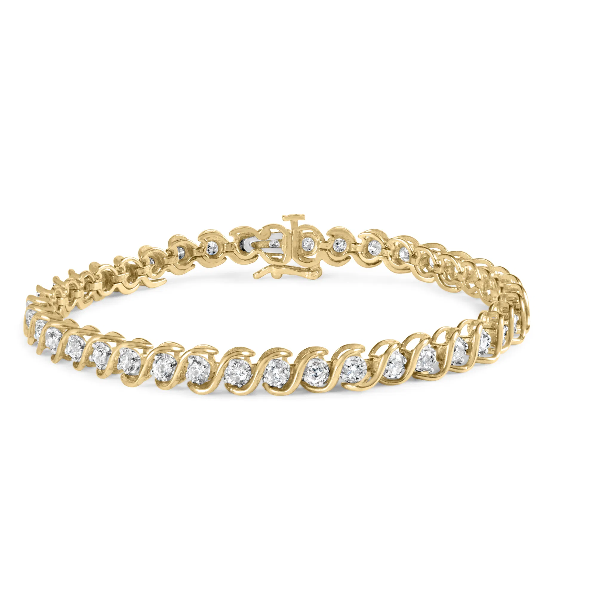 10 Karat Gelbgold 3 cttw Round-Cut Diamant Spiral Link 7.50