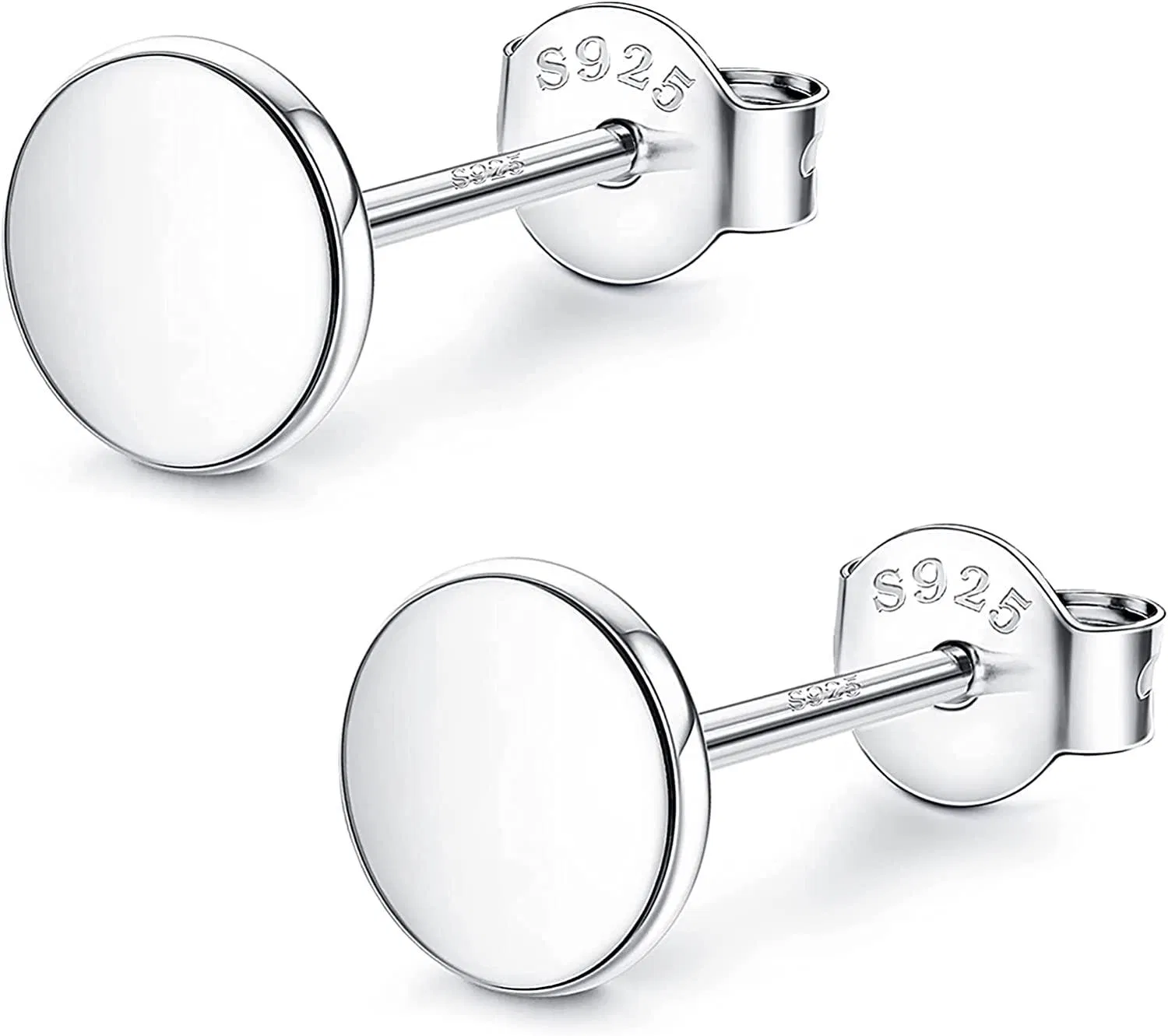 925 Sterling Silver Dot Stud Ohrringe 18K Weißgold Plated Disc Stud Ohrringe Flat Round Stud Ohrringe für Frauen 3mm - 10mm