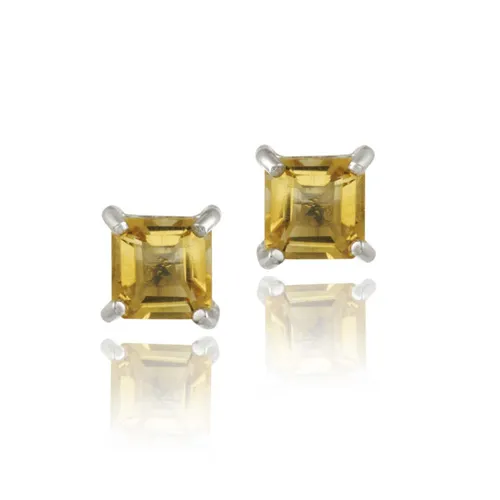 Sterling Silber 1,10ct. Citrine 5mm Square Stud Ohrringe