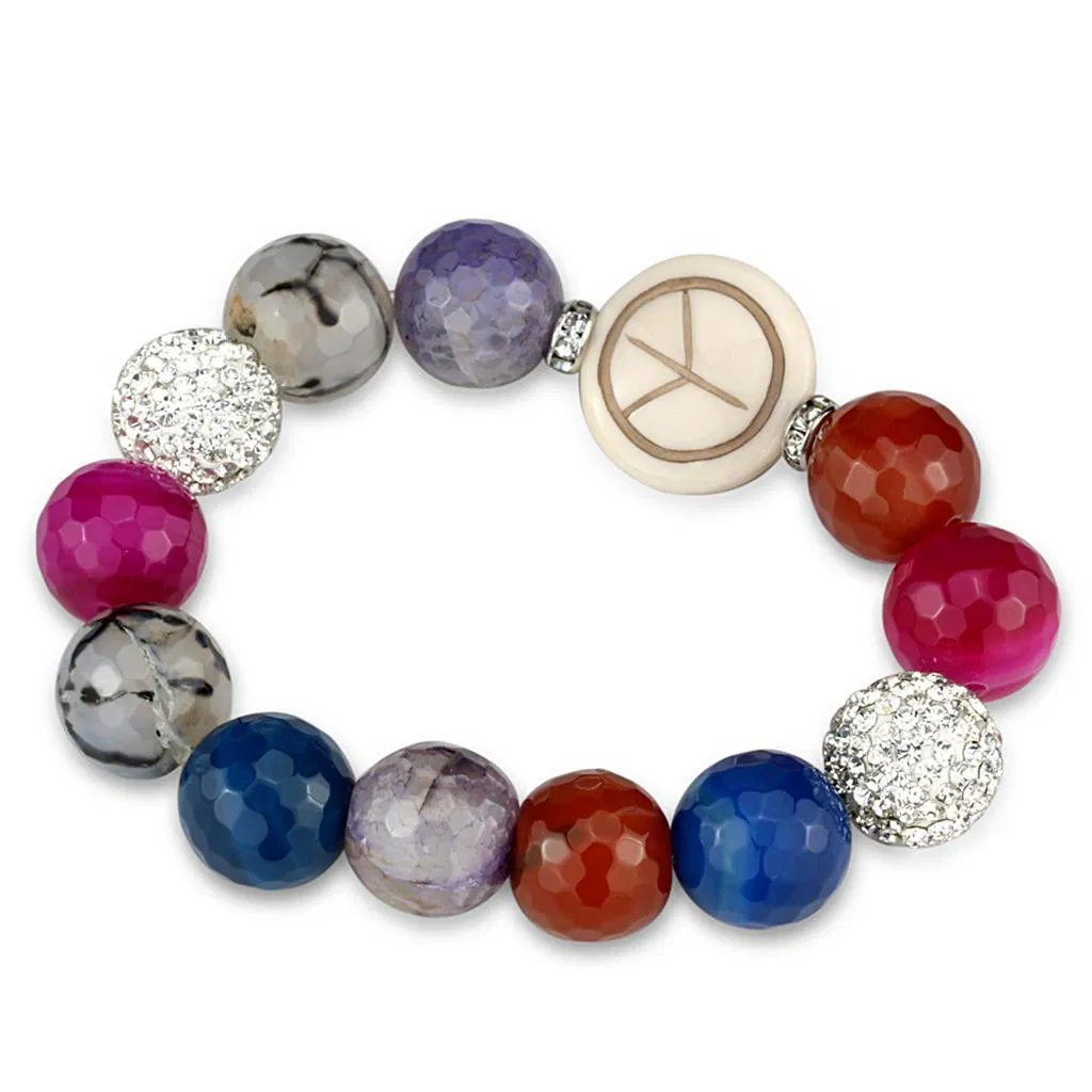 LO3790 - Antike Silber-Messing - Armband mit synthetischem Onyx in mehreren Farben