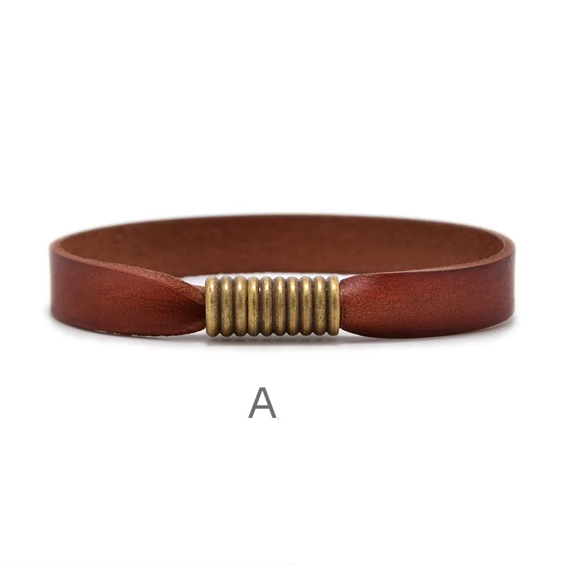 Einfaches modisches Cowhide Magnetic Buckle Leder Armband