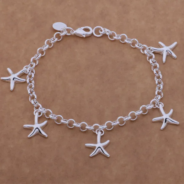 925 Silber Mode kleine Seestern Anhänger Armband