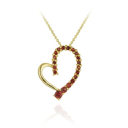 18 Karat Gold über Sterling Silber Garnet schwimmende Open Heart Journey Anhänger