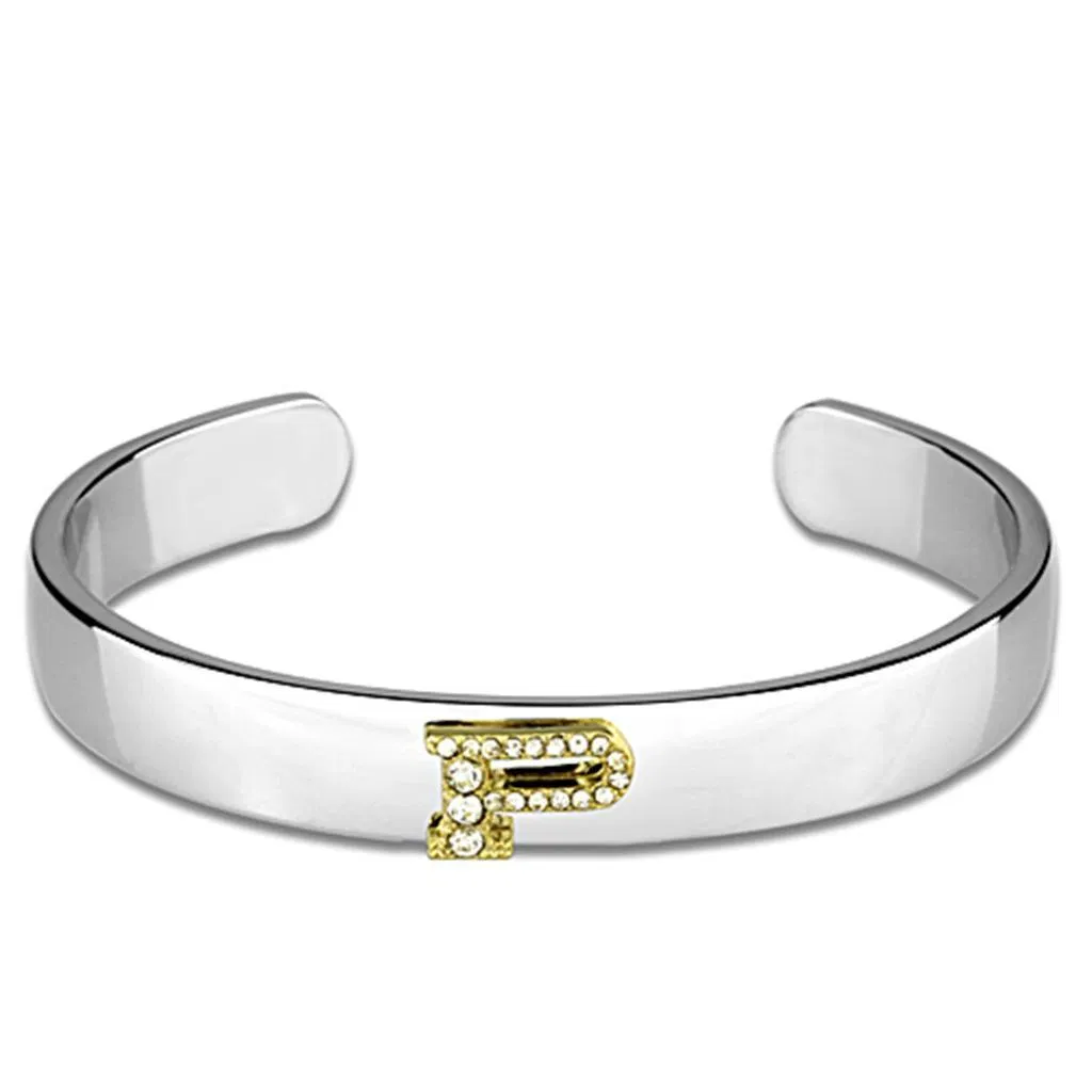 LO3626 - Umkehr Zwei-Ton - Weißmetall-Armband mit Top-Grade - Kristall in Clear