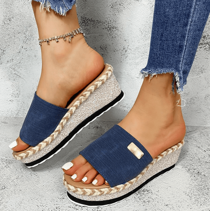 Neue Damen Hausschuhe Casual Solid Color Bowknot Plattform Flat Schuhe Mode Geflecht Gurten Outdoor Walking Sandalen Zapatilla Mujer