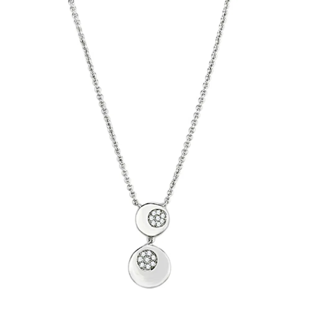 3W435 - Rhodium-Messing - Halskette mit AAA-Klasse CZ in Clear