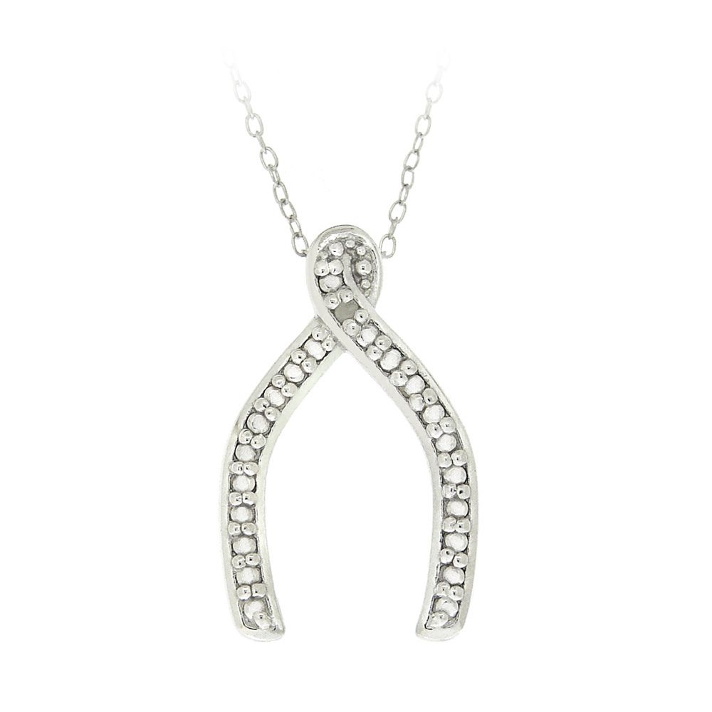 Sterling Silber Diamant Akzent Wishbone Halskette