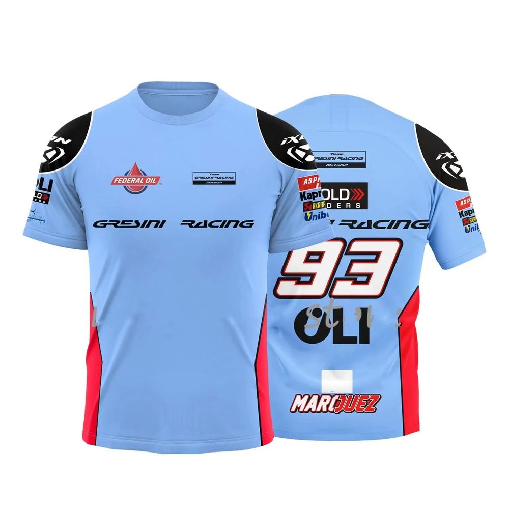 Männer-T - Shirt Motorrad-Rennen Blau Neuer Sommer Männer atmungsaktives T-Shirt Team Marquez Fans Casual Kurzärme T-Shirts Für Männer