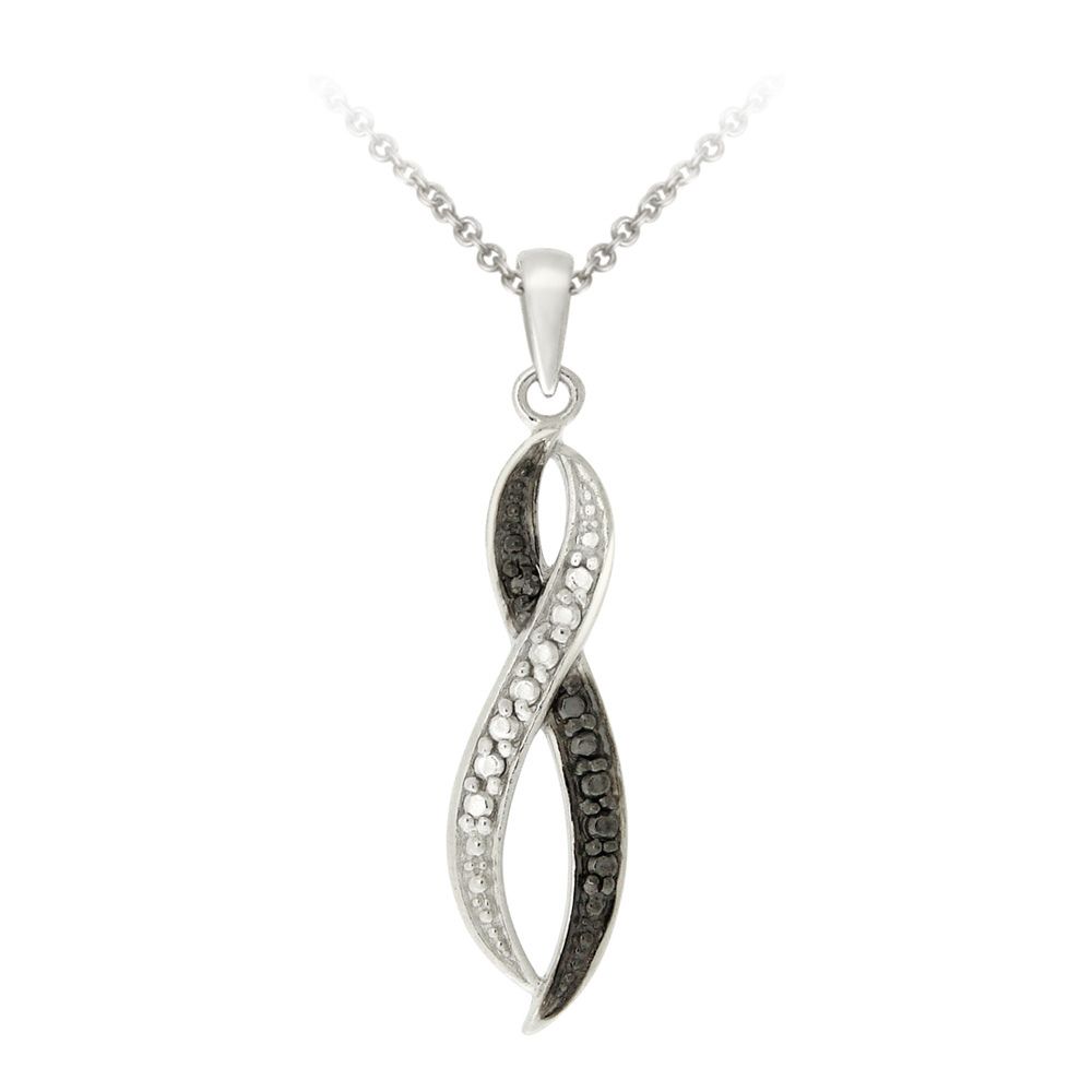 Sterling Silber Schwarz Diamant Akzent Infinity Halskette