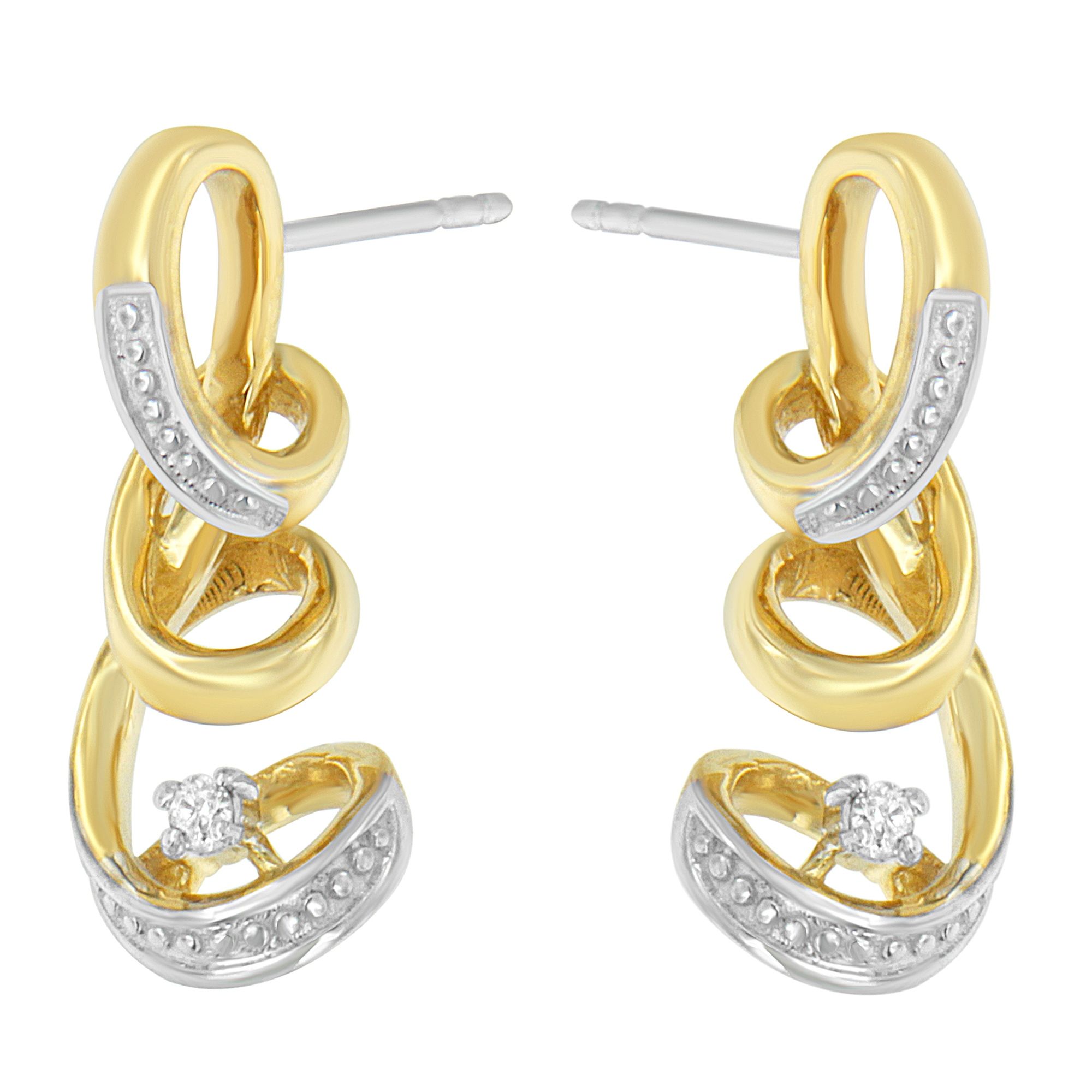 Espira 10K Zwei-Ton - Gold Round Cut Diamond Ohrring (0,05 cttw, J-K Farbe, I2 - I3 Klarheit)